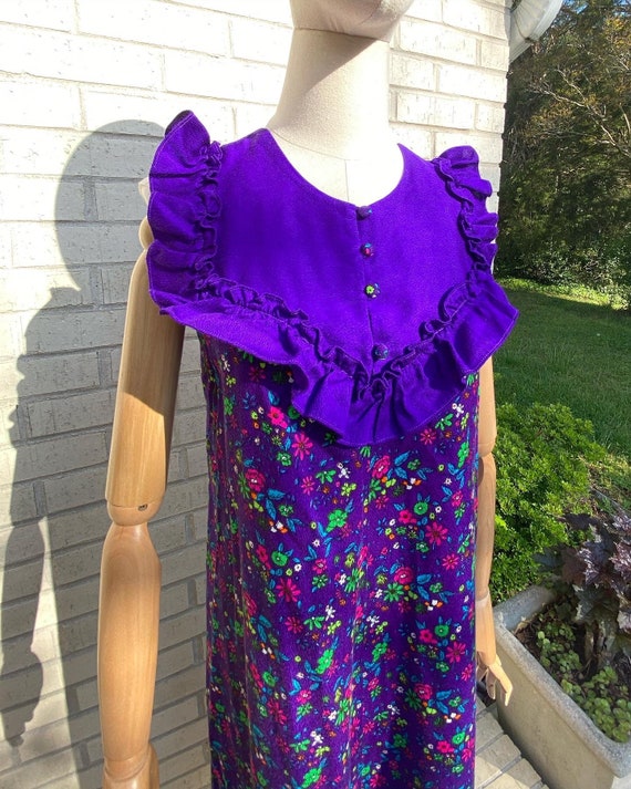 1960s Hawaiian Muu Muu dress, bright purple ruffl… - image 1