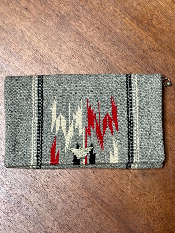 30s 40s Chimayo Clutch, Gray and Red Chimayo Weaving Handbag 30s 40s Chimayo Clutch, Gray and Red Chimayo Weaving Handbag
