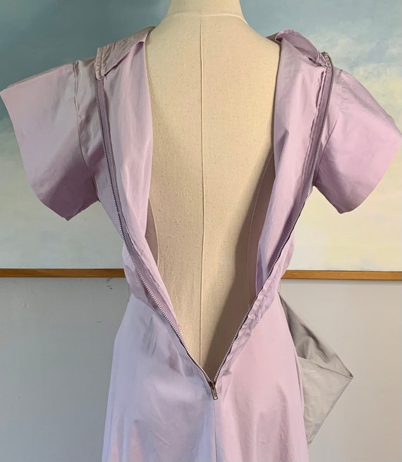 1940s/50s Lavender and Gray Cotton Day Dress, Hou… - image 8