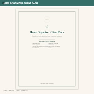 Professional Home Organizer Client Forms, Intake, Service Agreement (PDF Kit)