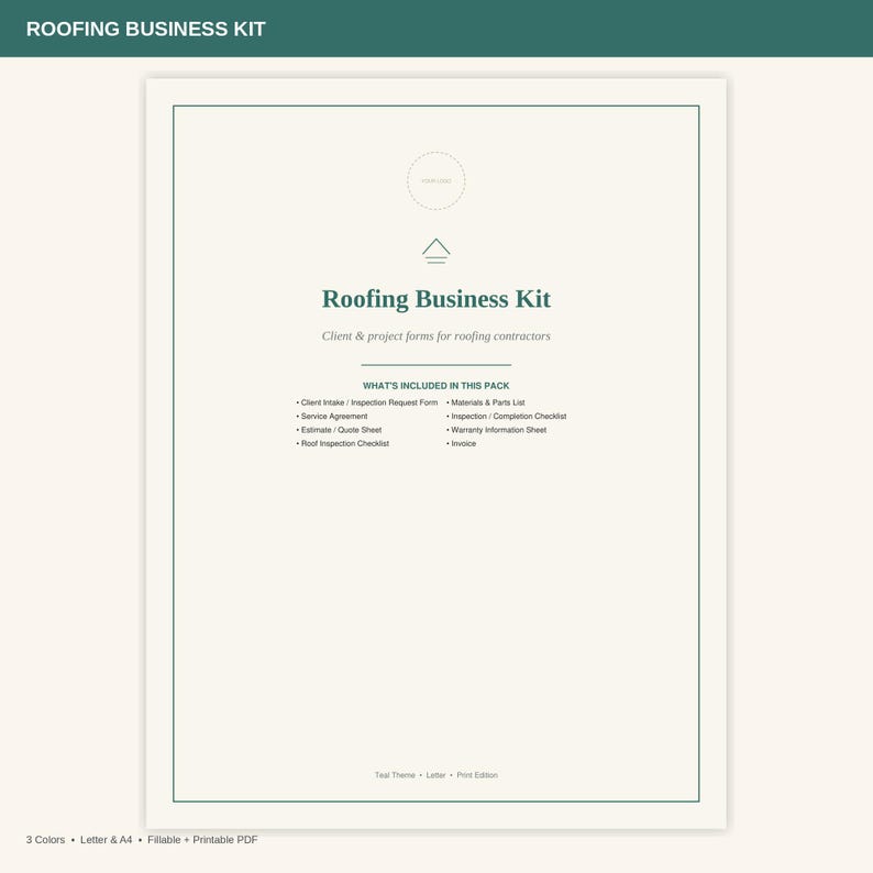 Roofing Business Forms Template, Client Inspection Estimate Invoice ...