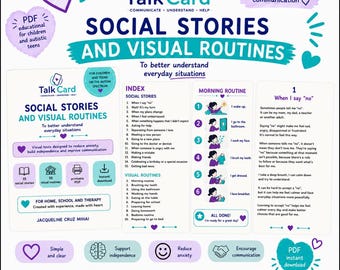 AUTISM - 15 sociala berättelser + 10 visuella rutiner | Digital PDF