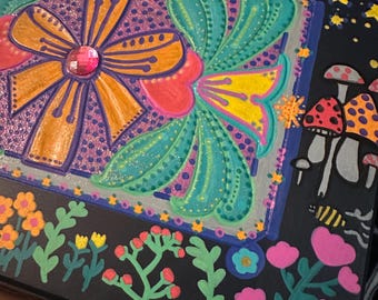 Painted Wooden Cigar Box