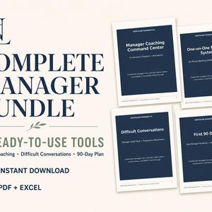 Manager Toolkit Bundle | 1:1 Meeting Template, Coaching Tracker, Difficult Conversation Scripts & New Manager 90 Day Plan