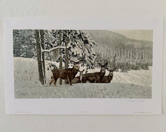 Robert Elmer Lougheed In The Quiet Of Winter Lithograph Print Signed 18 X 29.5