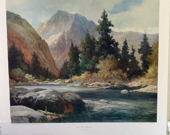 In The Tetons Wyoming Robert W. Wood Vintage Poster Print IAPCO Large 34x30