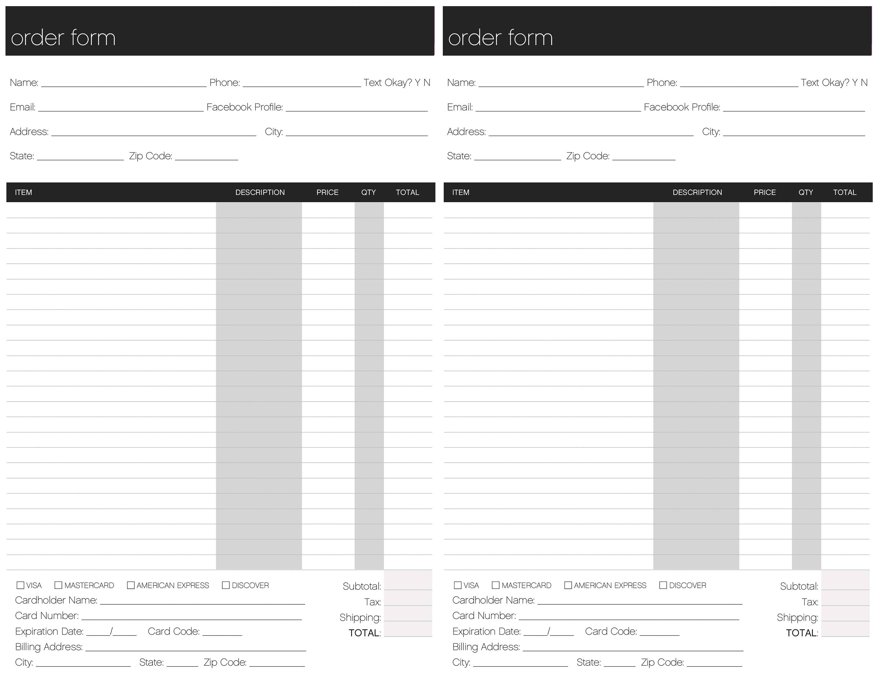 Order Form (digital File) - Etsy