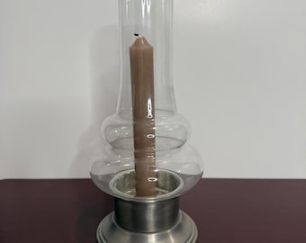 Leonard Genuine Pewter Hurricane Candle Holder with Glass Chimney