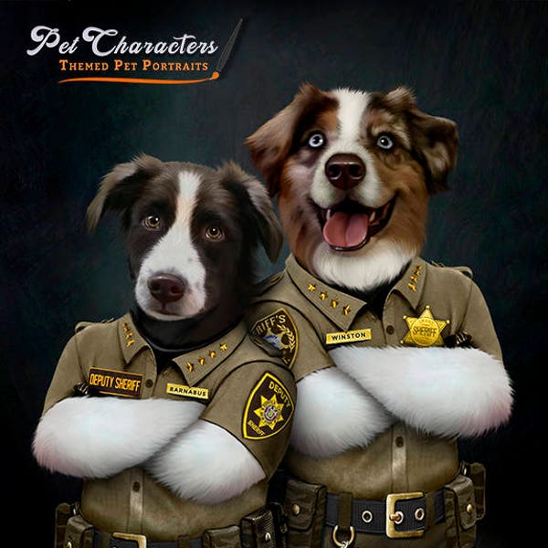 Canine Cop / Deputy and Sheriff Custom Pet Portrait , Police dog pet portrait, Pet Lover gift, Your pet character, pet gift, cop, watch dog