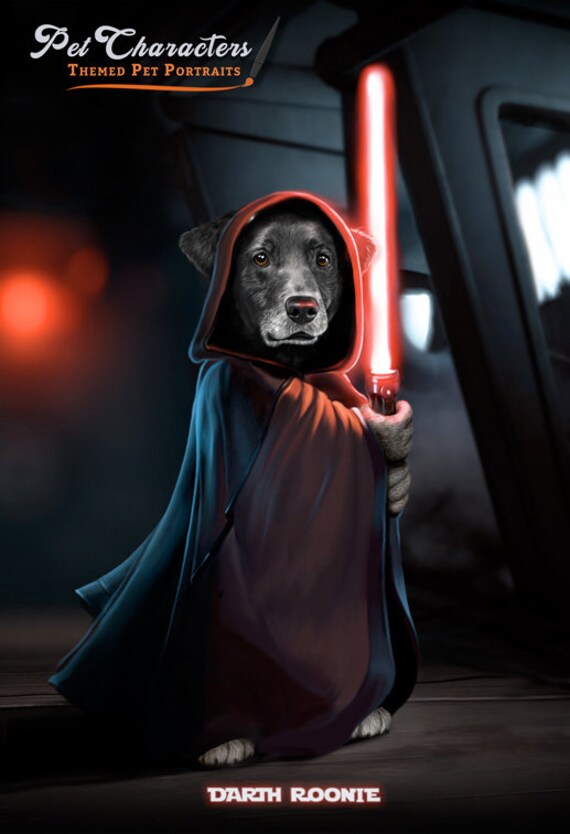 Custom Star Wars Pet Portrait Jedi Princess Leia Yoda 