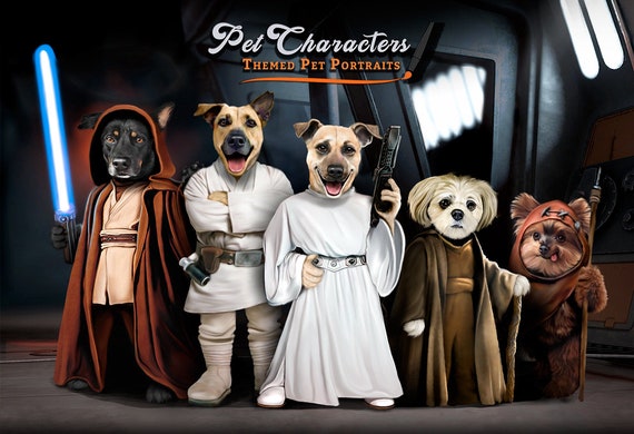 Contratado Excluir Contratado Jedi Star Wars Retrato de mascota múltiple Mascota de traje - Etsy México