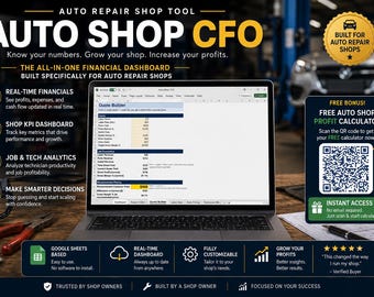Hoja de cálculo para la gestión de talleres de reparación de automóviles / Pérdidas y ganancias / Flujo de caja / Órdenes de reparación / Precios / Excel