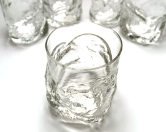 Rocks Whisky Glasses Set of 2, Boulder Texture, Low Ball Glass