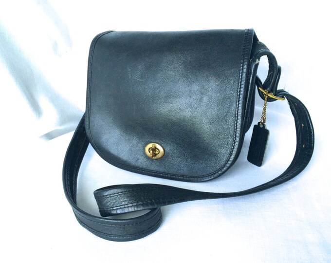 Vintage COACH NYC Mini Stewardess Bag in Black Leather - Etsy