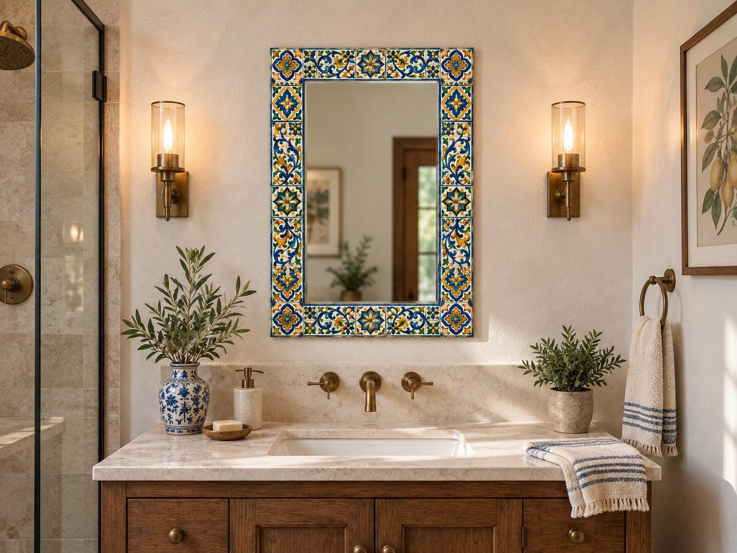 Mexican Talavera Mirror Blue - Etsy
