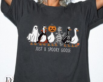 Just a Spooky Goose PNG, Funny Halloween Goose Graphic, Ghost Pumpkin Mummy Duck Design, Cute Spooky Season, Instant Download