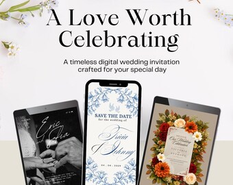 Lot de modèles de faire-part de mariage modifiables sur invitation mobile Canva