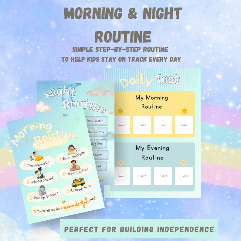 Adhd-friendly Kids Daily Routine Bundle: Visual Schedules, Chore Charts ...
