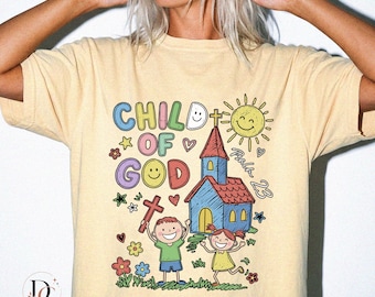 Enfant de Dieu - Illustration chrétienne pour enfants (PNG), motif d'école du dimanche, Psaume 23 (graphique de sublimation)