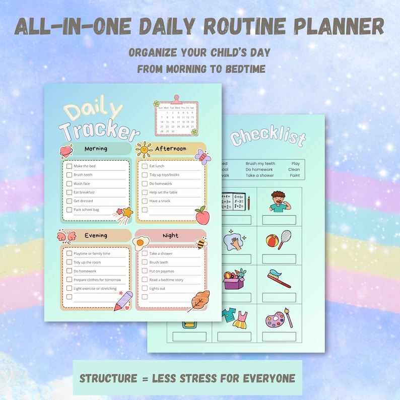 Adhd-friendly Kids Daily Routine Bundle: Visual Schedules, Chore Charts ...
