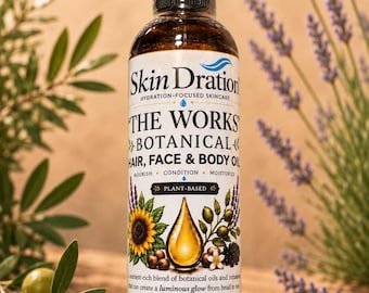 Botanical Hair, Face & Body Oil - "The Works" - Moisturizing Multi-Use Oil - 5 oz