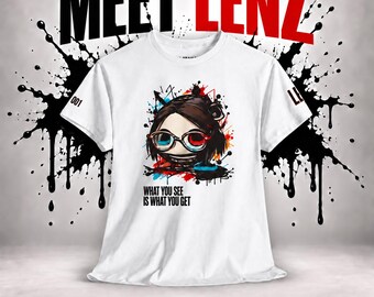 InkDropz™ Lenz #004 Graphic Tee | What You See Is What You Get | Splatter Art Streetwear Shirt | Back & Sleeve Prints