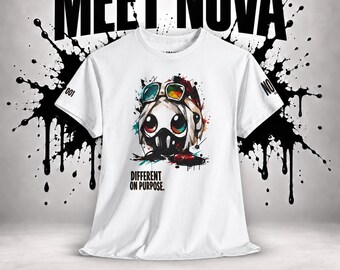 Inkdropz Nova Graphic Tee, Splatter Art Cyberpunk Streetwear Top (Back Print)