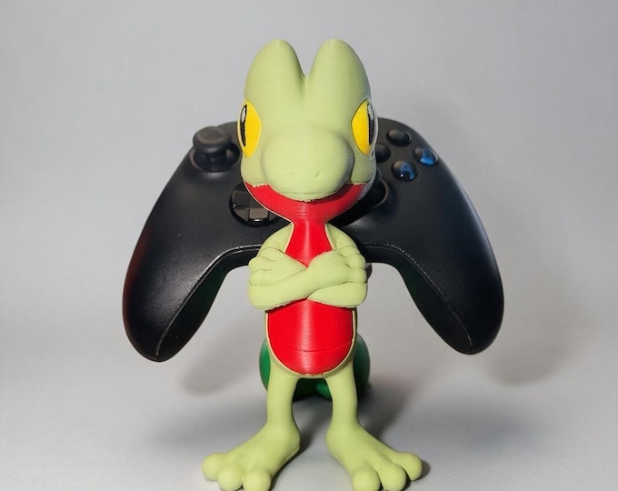 Featured listing image: Treecko Controller Holder – 3D Printed Pokémon Gaming Controller Stand