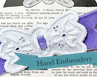 1912 Dainty Collar Bow - RR135H - Historical Hand Embroidery Design