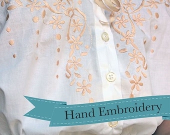 Desenho Histórico de Bordado à Mão - Camisola 1910 com Laços - RR108H