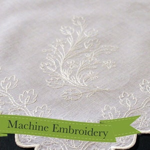 1826 Floral Sprigged Apron or Handkerchief- RR104 - Historical Machine Embroidery Design