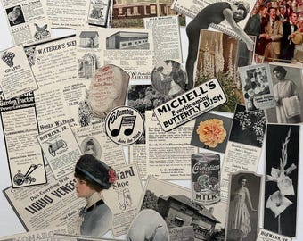 Vintage Ephemera Antique Magazine Images Cutouts, Early 1900s, Collage Junk Journal,  Women Garden Fashion