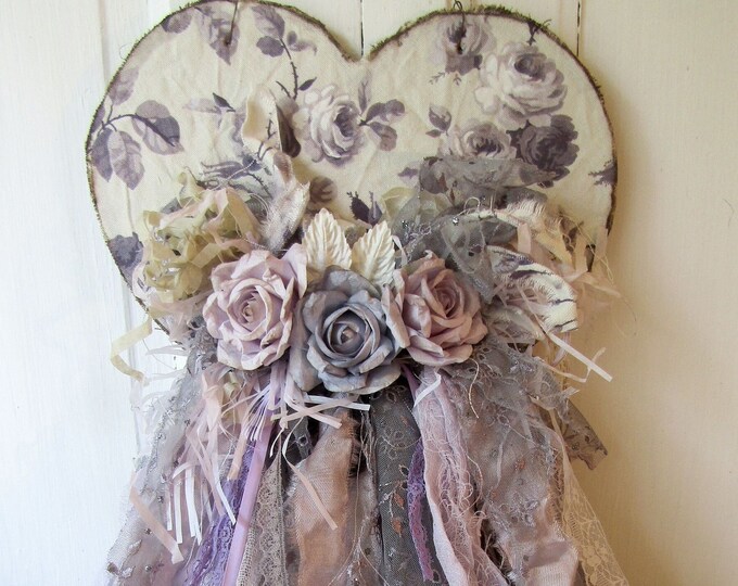 Tenture Murale Extra Large Cœur Rose - Fond Floral Rétro, Polyester