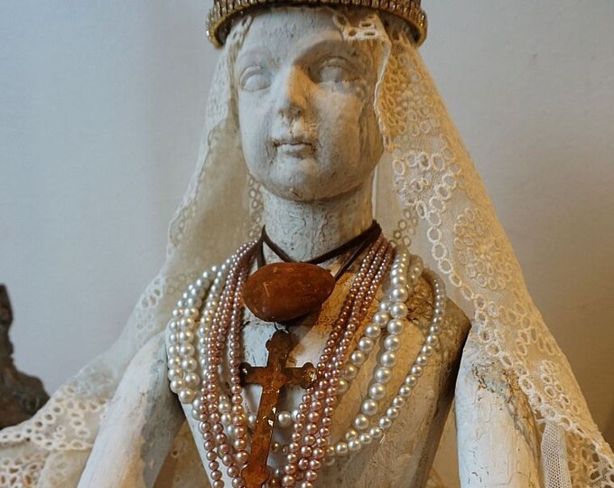 Santos Bust Doll Statue French Nordic Inspired White Painted Figure W