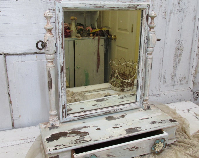 Mirror Dresser Top Vanity With Drawer Shabby Chic Vintage Etsy