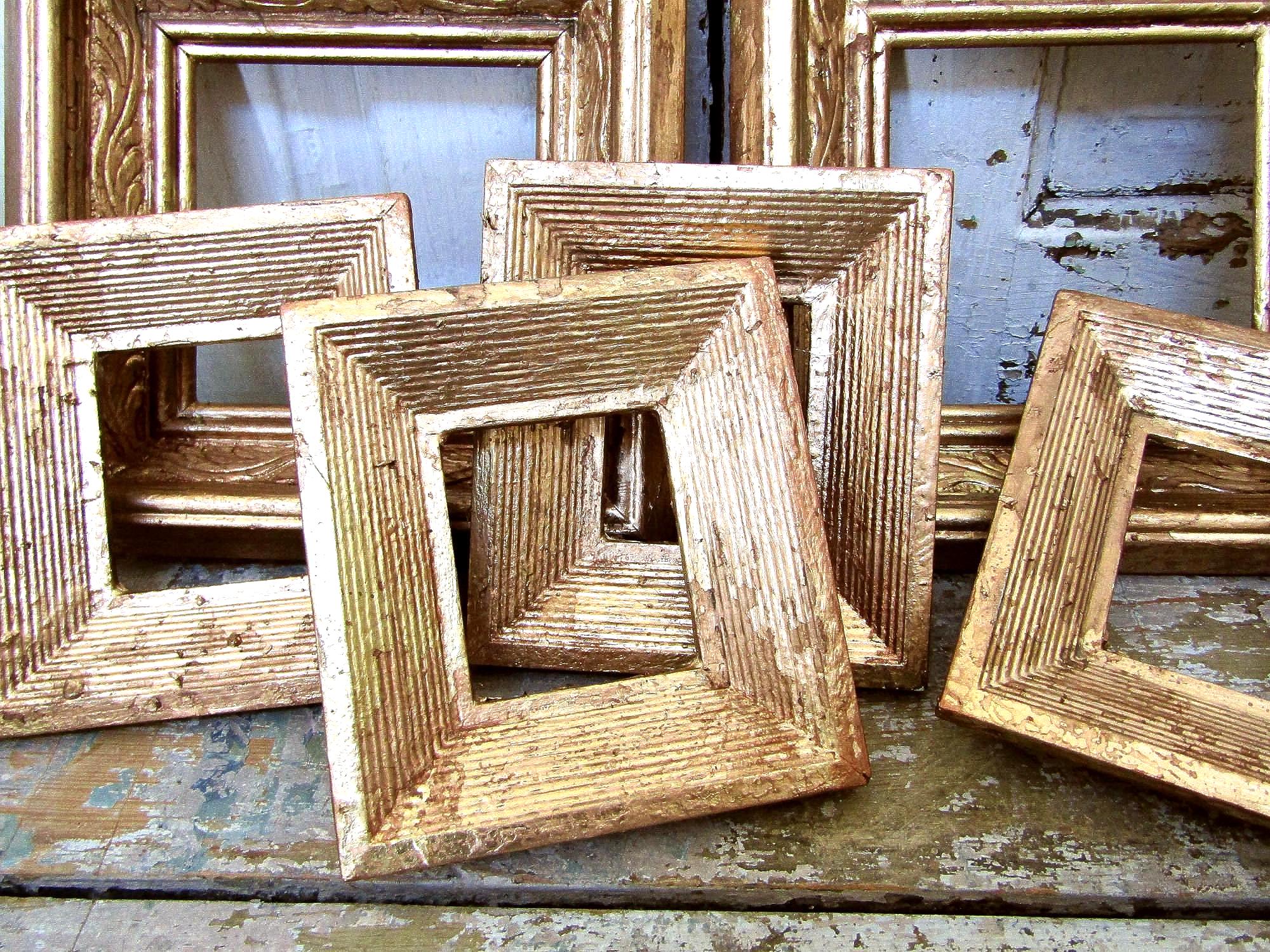 Gold Distressed Picture Frame, Collection of 6 Hand Painted Small ...