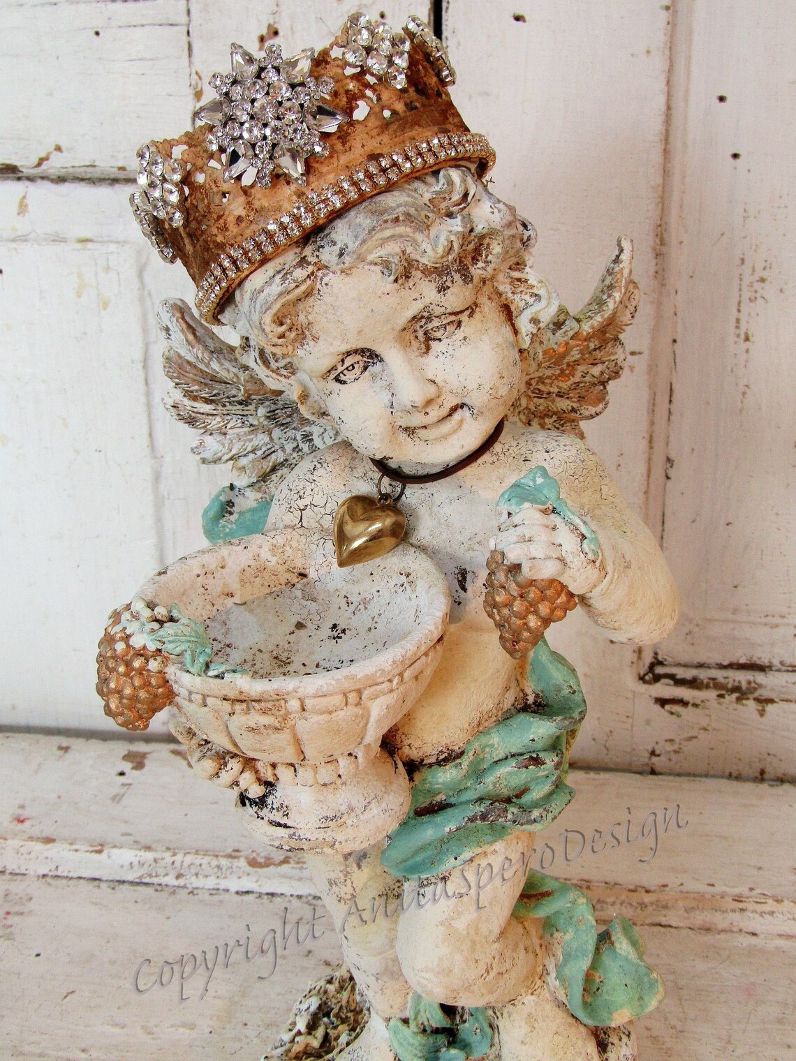 Standing Cherub statue European style fantastically aged paint Etsy