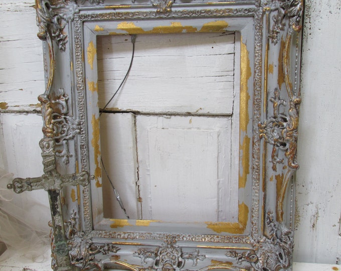 Large Wood Frame Wall Hanging Gray Silver French Nordic Etsy