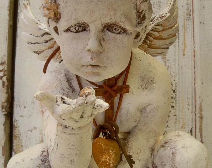 Detailed Cherub Statue Adorned With Handmade Crown Jewelry Etsy