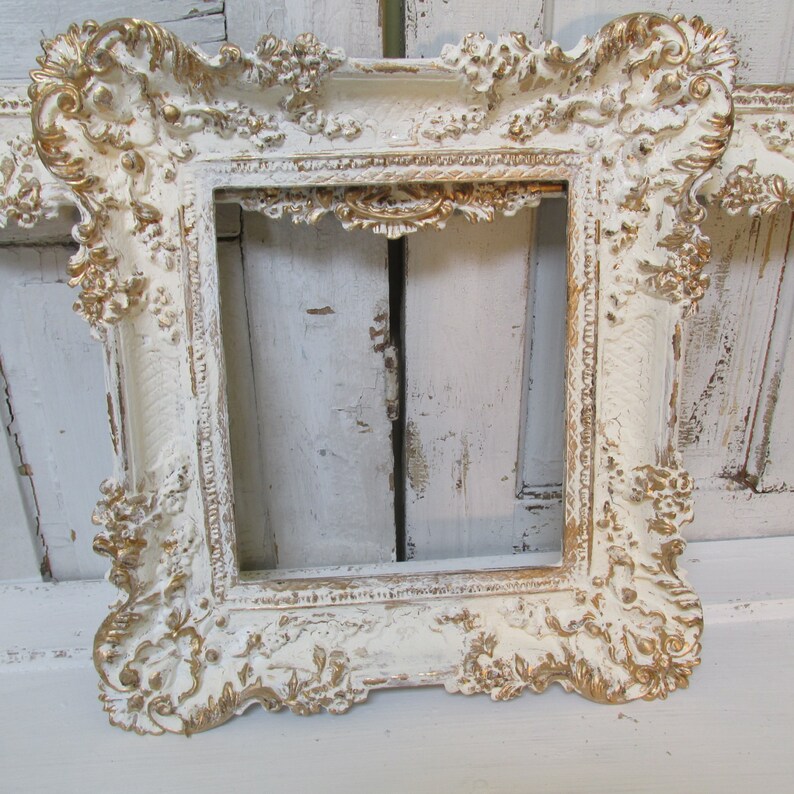 White ivory gold painted picture frames shabby chic ornate Etsy