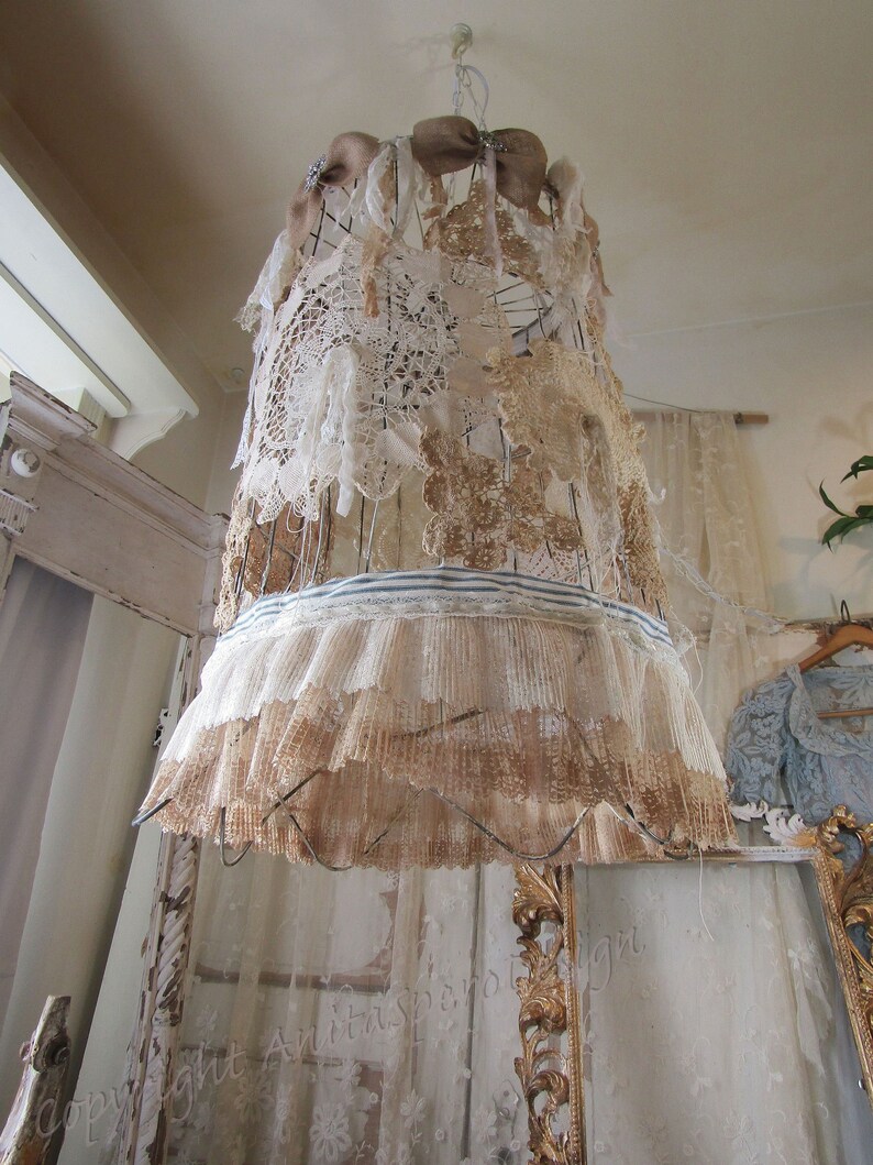 Large Metal Basket Lighting Fixture Basket Swag Light Wrapped Etsy