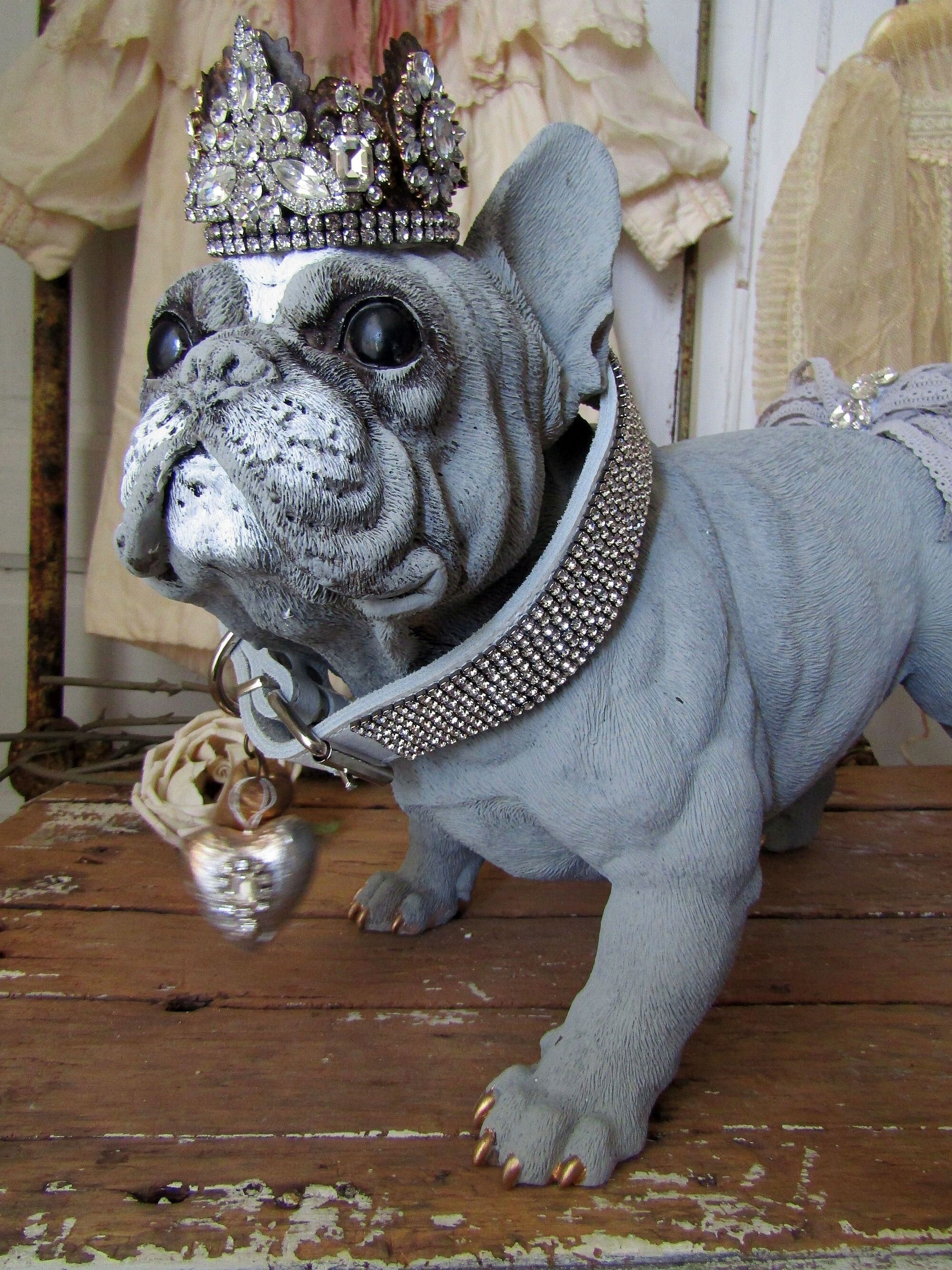 Blingy French Bulldog PU Leather Statue