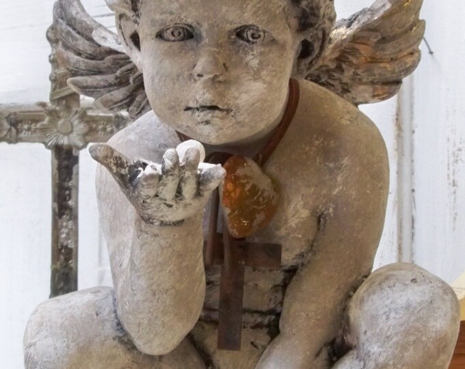 Cherub Statue With Handmade Crown Adorned Jewelry French Etsy