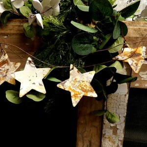 Handmade Rustic Metal Star Garland, Distressed Holiday Decor, metal art metalwork, anita spero design