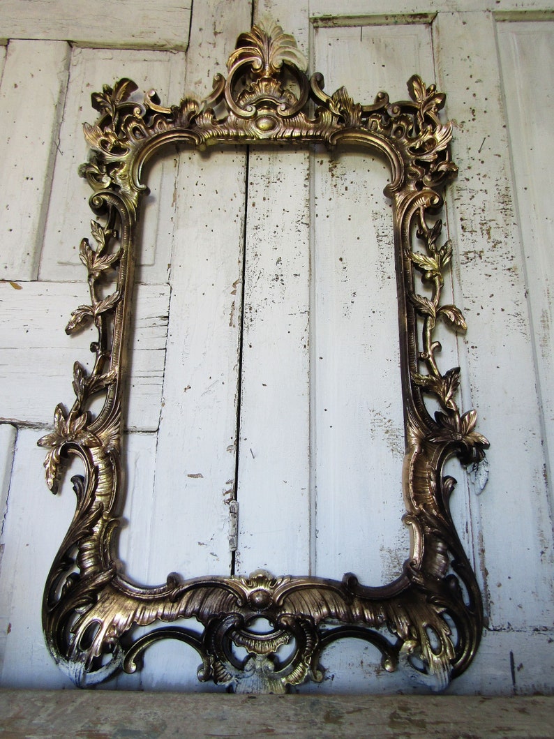 Large Ornate Picture Frame Painted and Distressed Golds Etsy