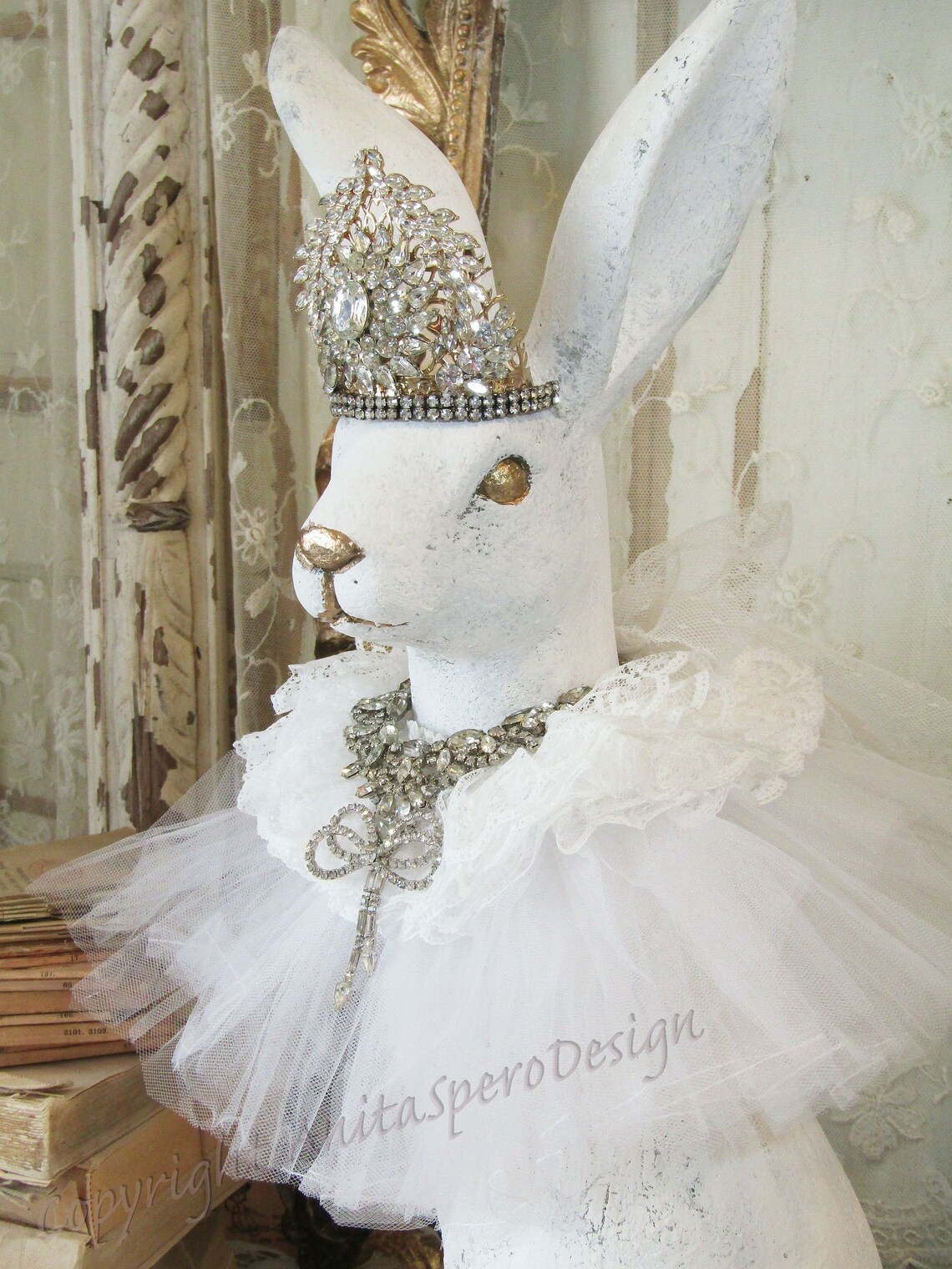 white rabbit statue