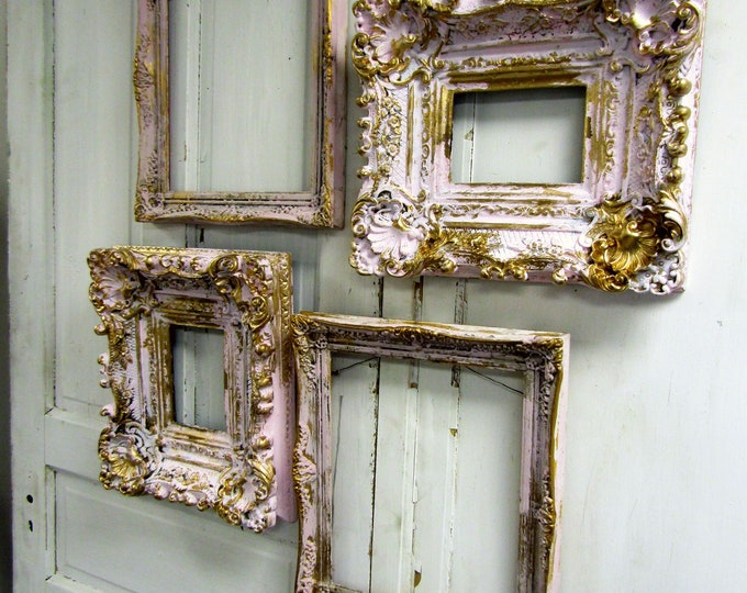 Pink and Gold Wall Frames Set of 4, Well Made Frame Collection