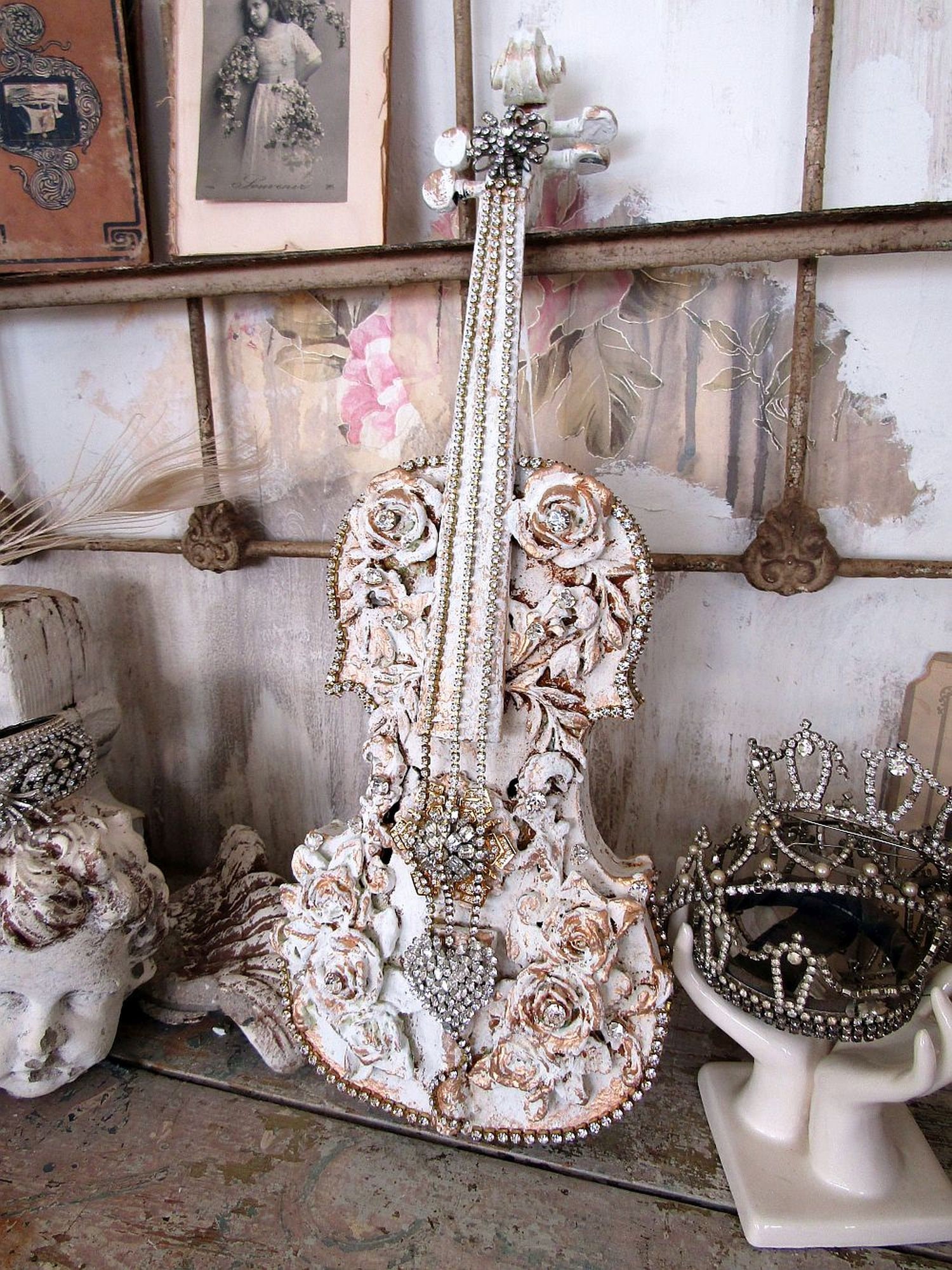 彫刻・オブジェ Vintage Syroco Violin Flowers Vintage Syroco Violin Flowers