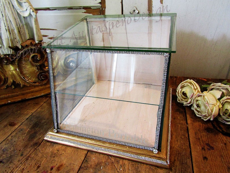 Large glass display case for collectibles antique countertop Etsy