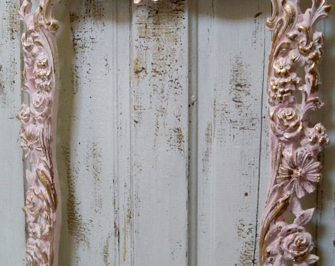 Large Shabby Chic Pink Wall Frame Ornate White Accented Gold - Etsy